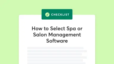 Checklist graphic with title How to Select Spa or Salon Management Software
