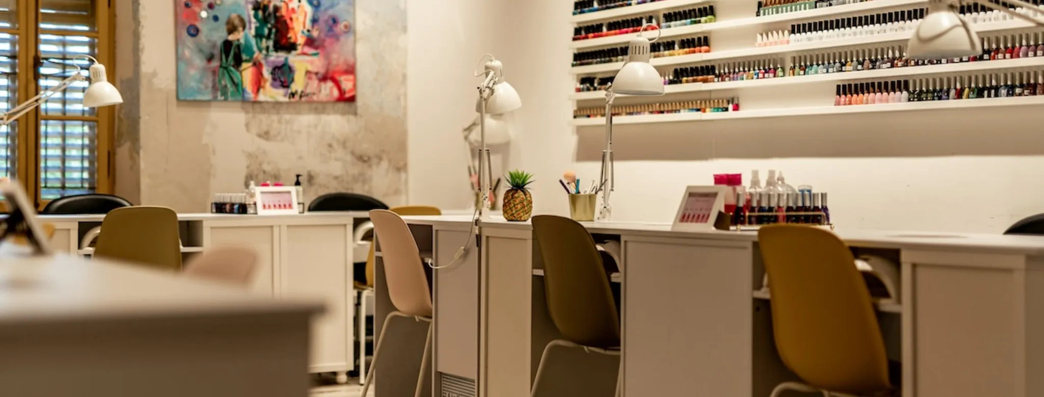 The inside of a nail salon