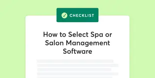Checklist graphic with title How to Select Spa or Salon Management Software