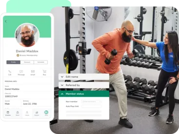A collage showing Mindbody client tools for personal trainers