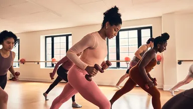 People taking a Barre class