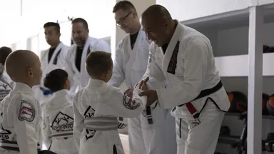 Students and instructors at a martial arts class