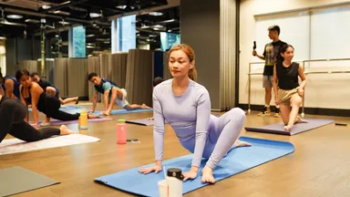 People taking a yoga class